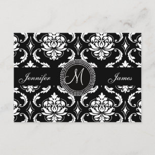 Cartões RSVP Monograma do Damask para Convite Quad