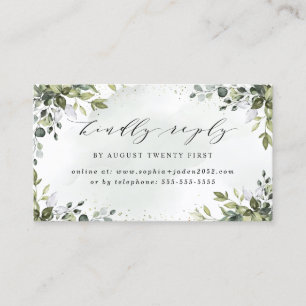 Cartões RSVP Online de Casamento Verde Dusty