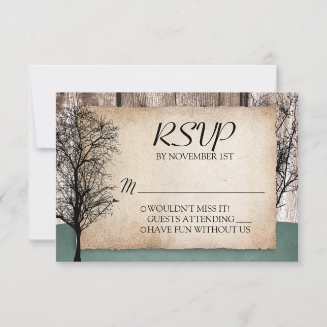Cartões RSVP Rustic Woodsy Deer Wedding (Frente)