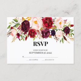 cartões rsvp rústicos, elegantes, burgundy, madeir