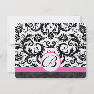 Cartões RSVP — Trilha Rosa Quente Damasco Preto e
