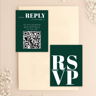 Cartões RSVP Verde Esmeralda para Código QR de Cas