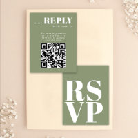 Cartões RSVP Verde na moda para Código QR de Casam