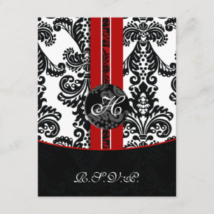 cartões rsvp vermelhos monogramos damask