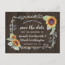 Cartões rústicos de girassol para salvar a data co