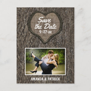 Cartões salve a data cinzelados rústicos do