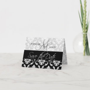 Cartões salve a data Damask Monograma para Casamen
