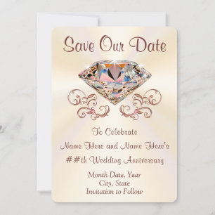 Cartões salve a data de Aniversário do Diamond, Se