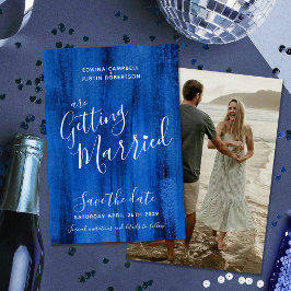 Cartões salve a data de arte moderna azuis e azuis