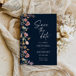 Cartões salve a data de flores silvestres marinhos