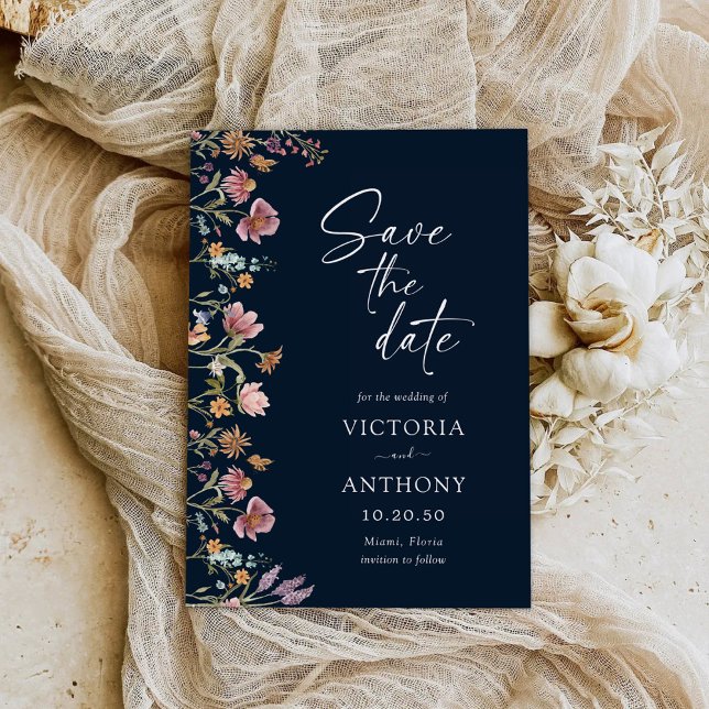 Cartões salve a data de flores silvestres marinhos (Criador carregado)