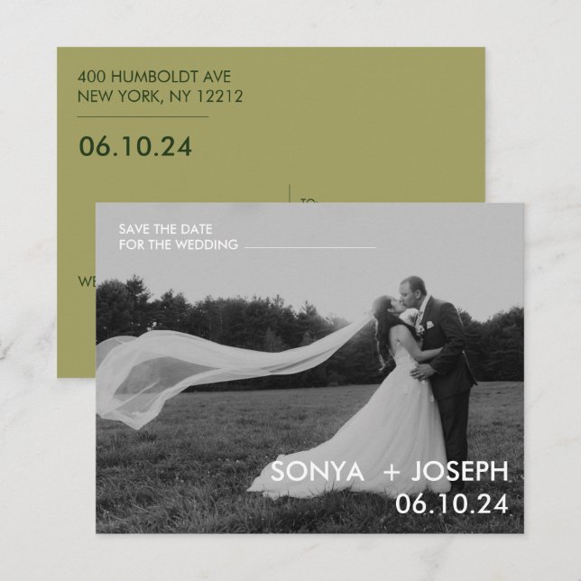 Cartões salve a data de Foto de Casamento Mínimo (Frente/Verso)