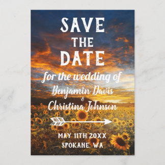 Cartões salve a data de girassol