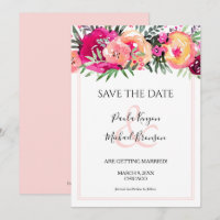 Cartões salve a data Florais de Aquarela Rosa