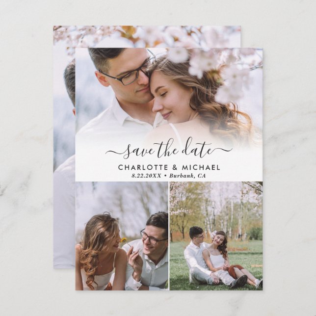 Cartões salve a data Fotográficos do Modern Weddin (Frente/Verso)