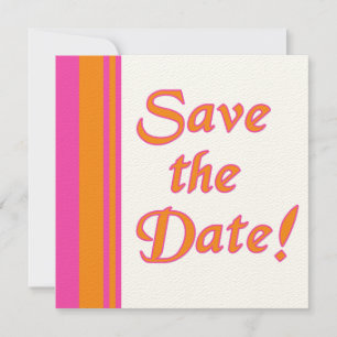 Cartões salve a data laranja e rosa