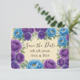 Cartões salve a data Rosa Púrpura Azul