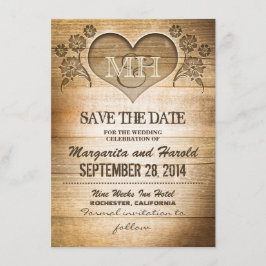 cartões salve a data rusticais de madeira