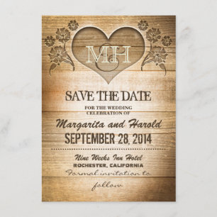 cartões salve a data rusticais de madeira