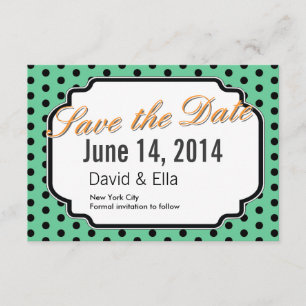 Cartões salve a data verdes bonitos das bolinhas
