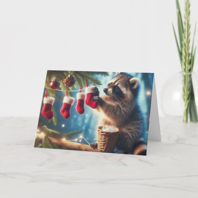 Cartões saudáveis de Natal da Ilha de Raccoon (Frente)