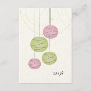 Cartões verdes cor-de-rosa das lanternas de papel