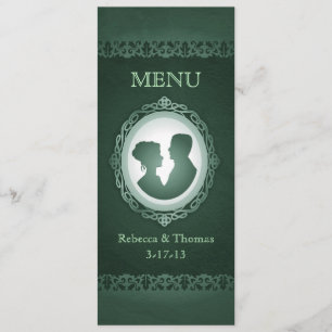 Cartões verdes irlandeses do menu do casamento do