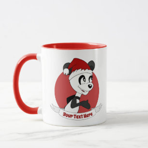 Cartografia de Natal com caneca panda fofa
