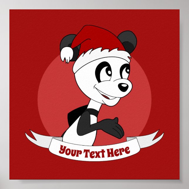 Cartografia de Natal com poster de urso panda fofo (Frente)