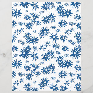 Cartolina Floral Azul De Dois Lados
