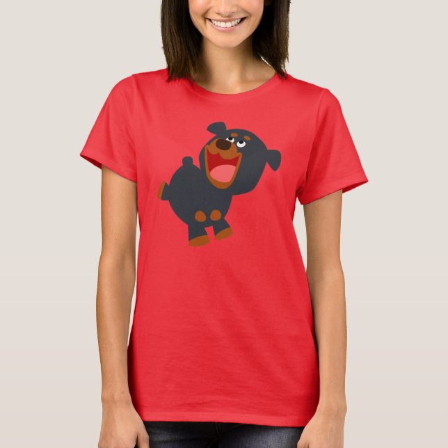 Cartoon Bebê Rottweiler Mulheres T-Shirt (Frente)