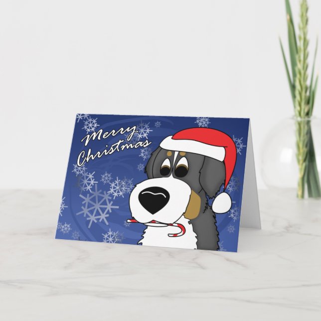 Cartoon Bernese Mountain Dog Cartão de Natal (Frente)