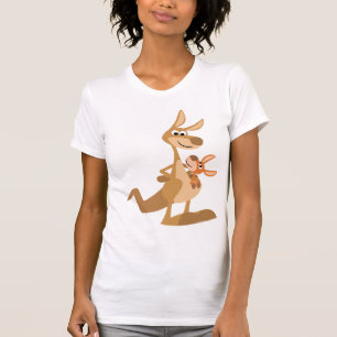Cartoon bonitinho Mãe de canguru e camiseta de mul