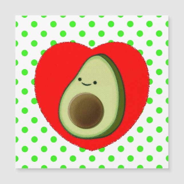 Cartoon Bonito Avocado Em Coração Vermelho (Frente)