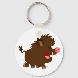 Cartoon Bonito Beaming Wild Boar Chaveiro