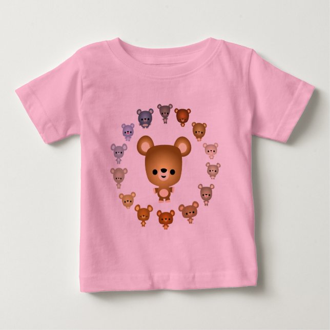 Cartoon Bonito Bear Bebês T-Shirt Bebê (Frente)