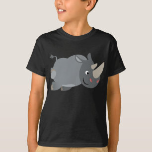 Cartoon Bonito Carregando Camiseta Rinoceronte
