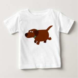 Cartoon Bonito Chocolate Labrador Bebê T-Shirt