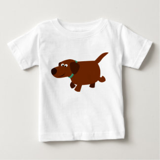 Cartoon Bonito Chocolate Labrador Bebê T-Shirt