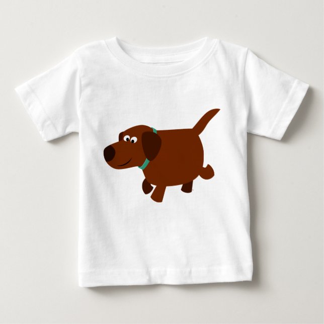 Cartoon Bonito Chocolate Labrador Bebê T-Shirt (Frente)
