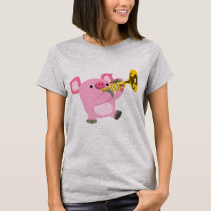 Cartoon Bonito Fazendo Trechos Mulheres Camisetas