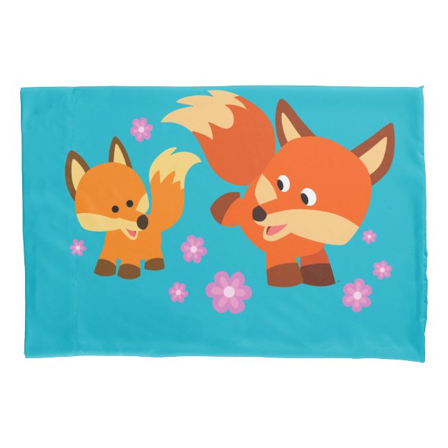Cartoon Bonito Foxes Travesseiro (Frente)