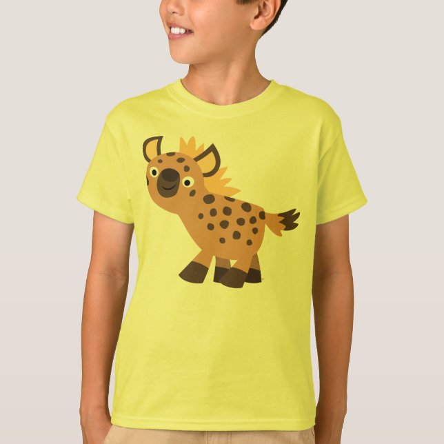 Cartoon Bonito Hyena Crianças Camiseta (Frente)