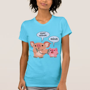 Cartoon Bonito Médica de Porcos e Camisetas Mulher