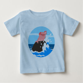 Cartoon Bonito Merporco em T-Shirt Rock Baby