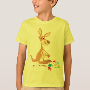 Cartoon Bonito Rummaging Kangaroo Crianças T-Shirt