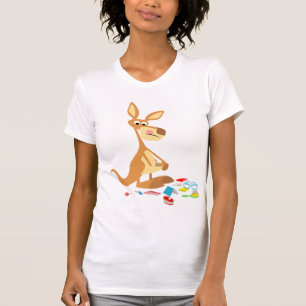 Cartoon Bonito Rummaging Kangaroo Women T-Shirt