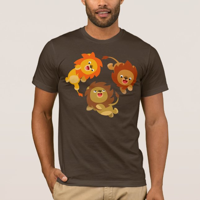 Cartoon Bonito Sem Peso Leões T-Shirt (Frente)