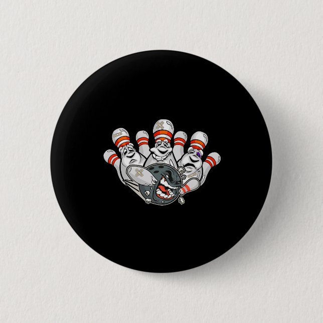 Cartoon Bowler Boliches Assustadas Pins Engraçado  (Frente)