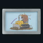 Cartoon buldozer engraçado<br><div class="desc">Este touro está fazendo sua própria terra se movendo,  dirigindo uma escavadora em estilo de desenho animado.</div>